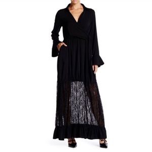 Black long lace maxi dress with sleeves